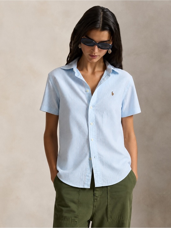 Polo Ralph Lauren Tops - Polo Ralph Lauren blue and white striped cotton oxford short-sleeve shirt.